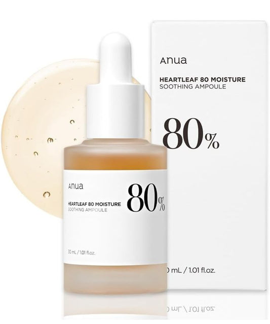 Anua Heartleaf 80 Soothing Ampoule, glass skin finish, Korean Skin Care